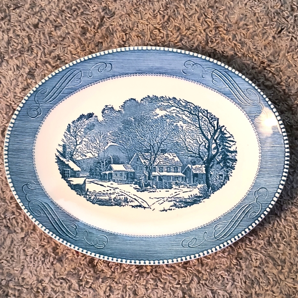 Royal China Currier & Ives "Old Inn Winter" Vintage Platter